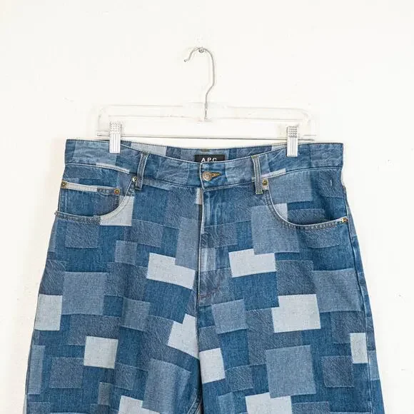 A.P.C. Helio Shorts High-rise Denim Patchwork size Large